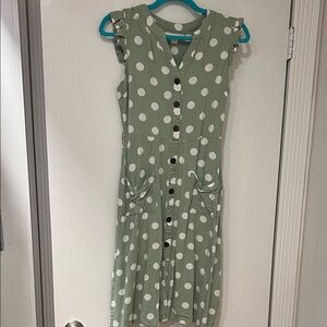 Stylish Green Polka Dot Midi Dress